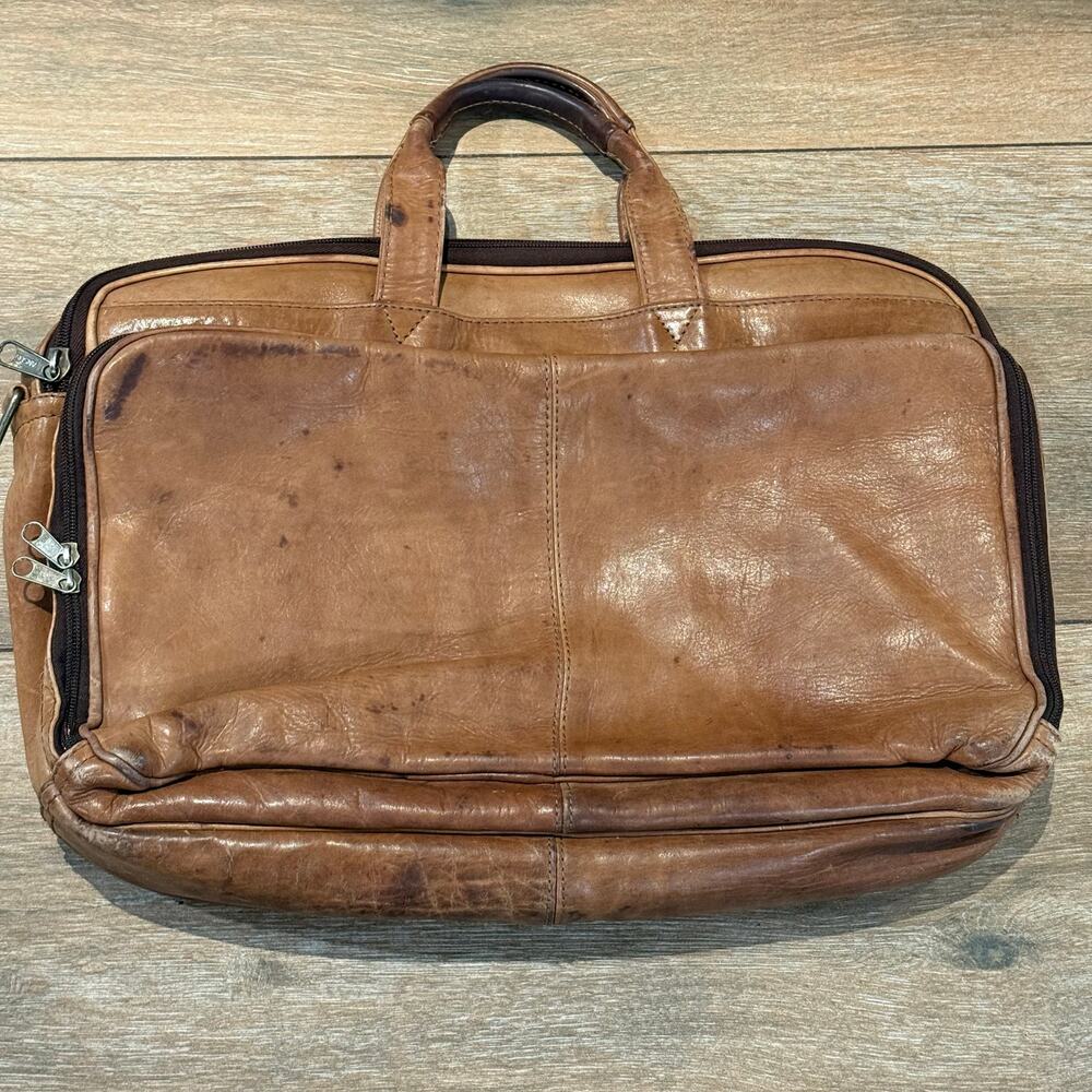 Ansun Brown Leather Laptop Bag